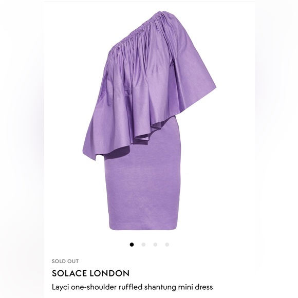 NWT SOLACE LONDON, Layci one-shoulder ruffle shantung lav dress, Sz 4 - Picture 4 of 14
